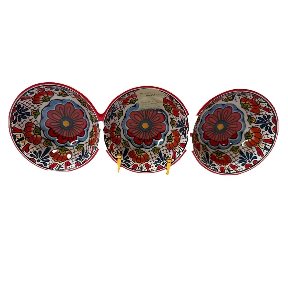 Artisan De Luxe 3 Part DIP SERVING BOWLS Red Spanish Tile NEW‎ 14.5